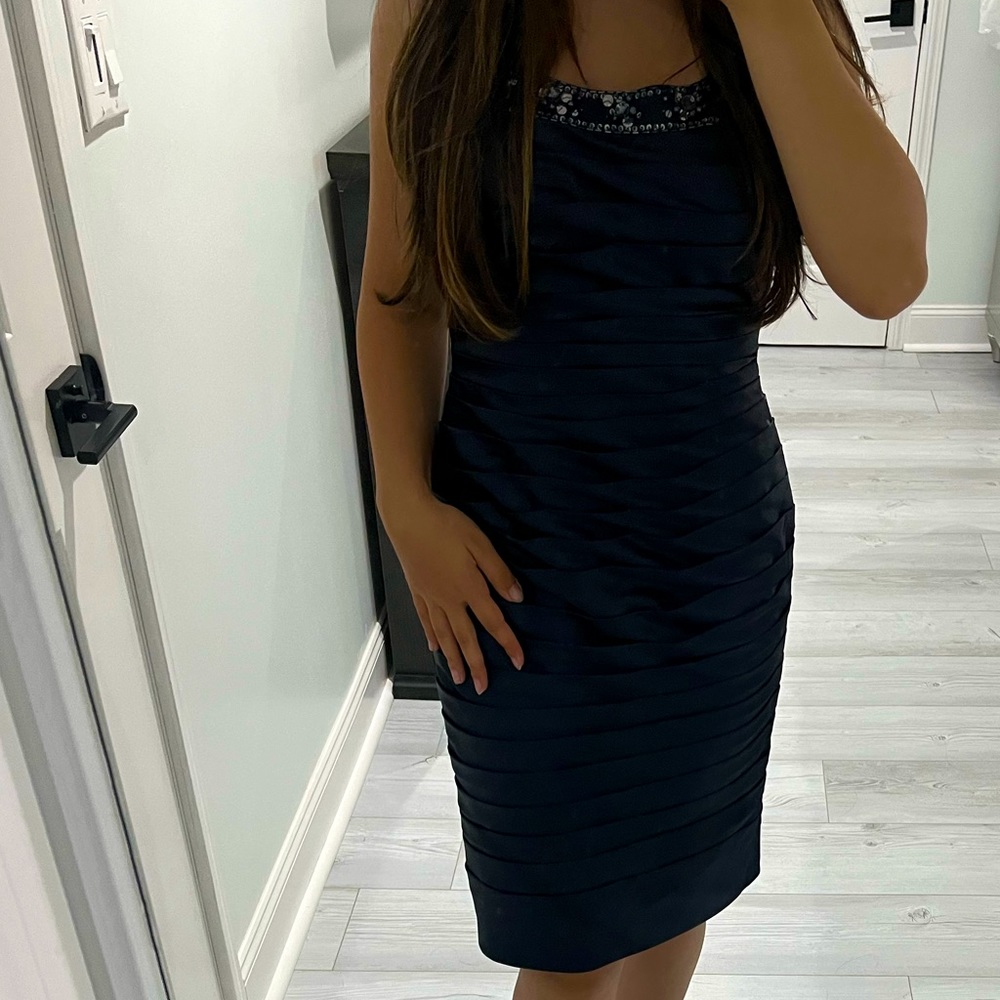 Adrianna Papell Blue Ruffle Midi Dress Size 4